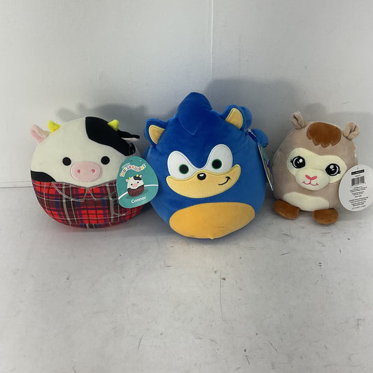 Used LOT 3 Squishmallow Character Animal Plush Dols Cow Sonic the Hedgehog - Warehouse Toys