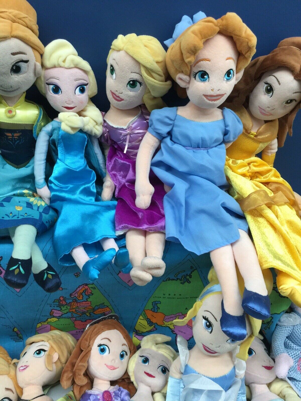 Used LOT 40 Disney Store Disney Princess Plush Dolls Cinderella Frozen - Warehouse Toys