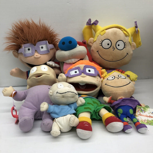 Used LOT of 7 Rugrats Nickelodeon Chuckie Angelica Phillip Stimpy Cat Plush Toys - Warehouse Toys