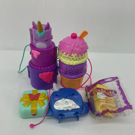 Used LOT Polly Pocket Doll Playsets Ice Cream Sundae Whale Gift Unicorn Cake Toy - Warehouse Toys