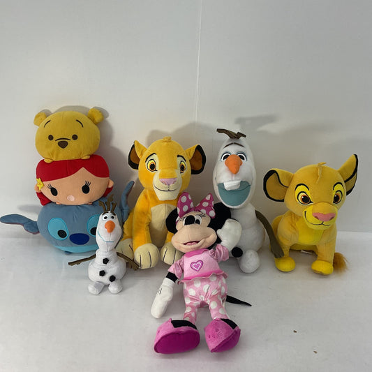 Used Mixed LOT Disney Character Plush Dolls Winnie the Pooh Simba Lion King - Warehouse Toys