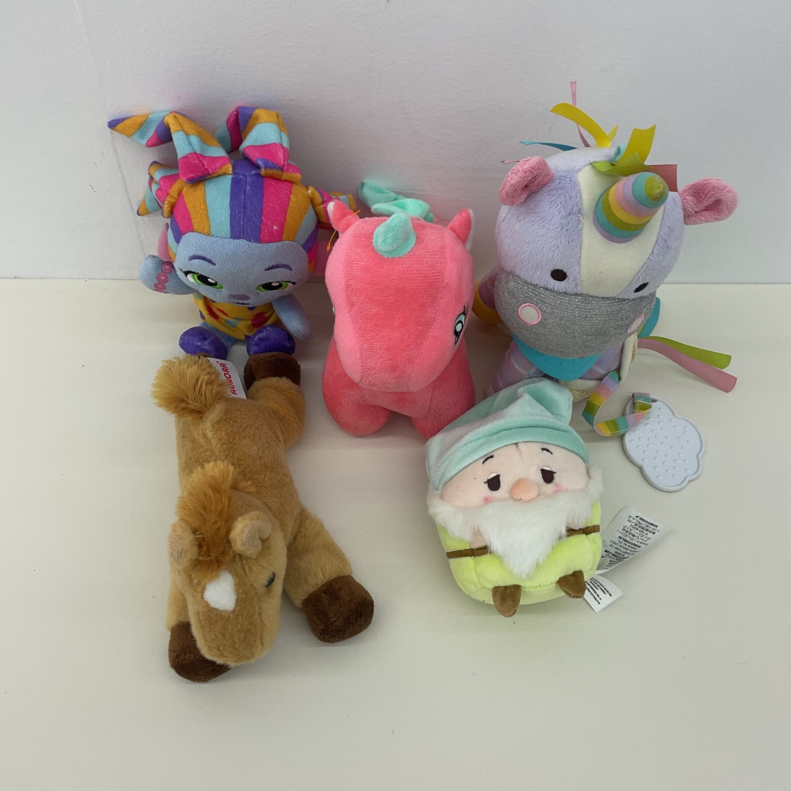 Various Mixed Plush Dolls Disney Bashful Dwarf Aurora Brown Horse Pink Pony LOT - Warehouse Toys