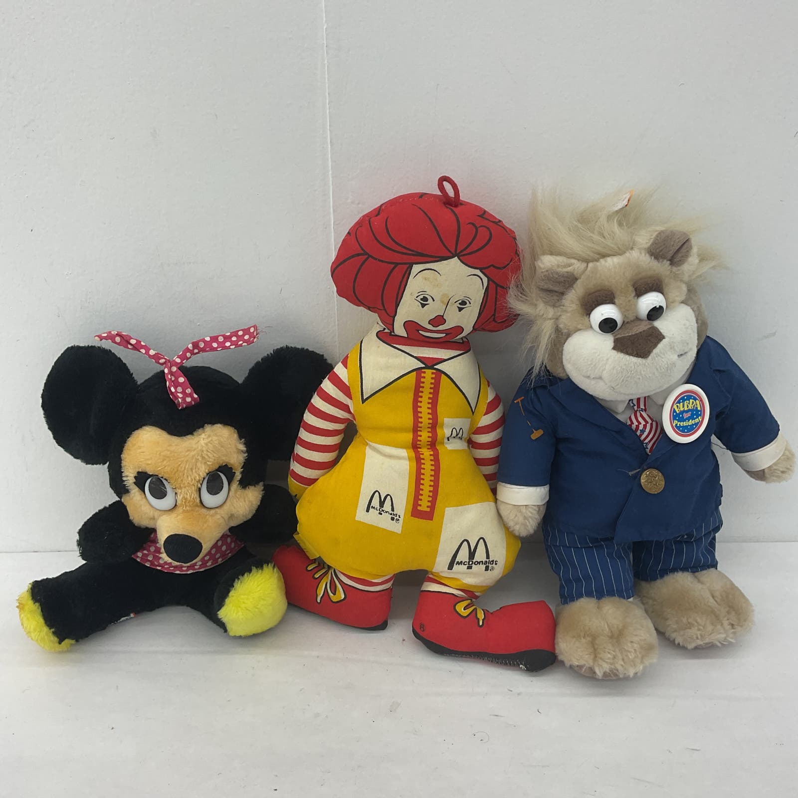 Various Vintage Plush Lot Bubba Ronald Mcdonald Minnie Mouse Mcdonalds Disney - Warehouse Toys