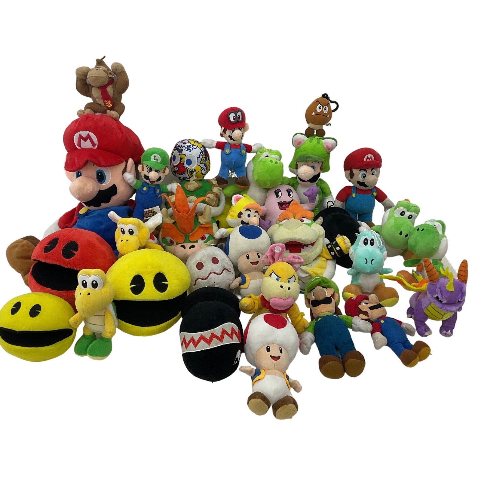 Video Game Plush Lot Preowned Nintendo Super Mario Pacman Spyro Stuffed Animal - Warehouse Toys