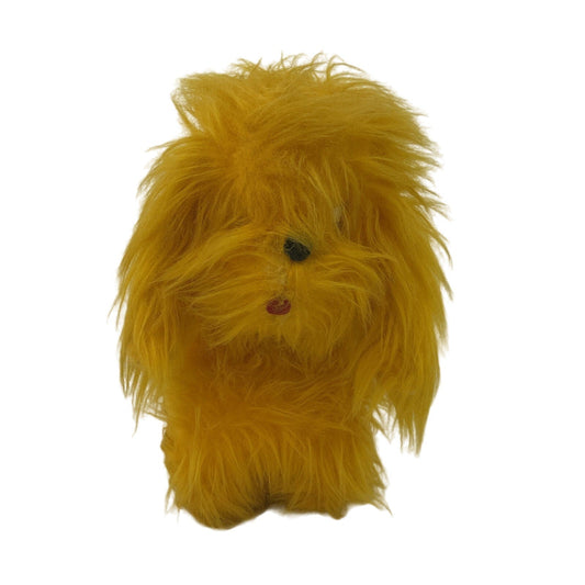 Vintage 1960s Prize Novelty Fluffy Yellow Dog Plush Doll Toy Mod MCM Kitsch - Warehouse Toys