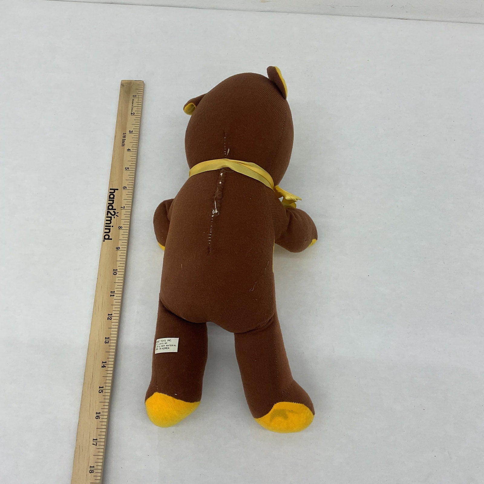 Vintage 1970s Novelty Prize Genie Toys Teddy Bear Stuffed Animal Brown/Yellow - Warehouse Toys