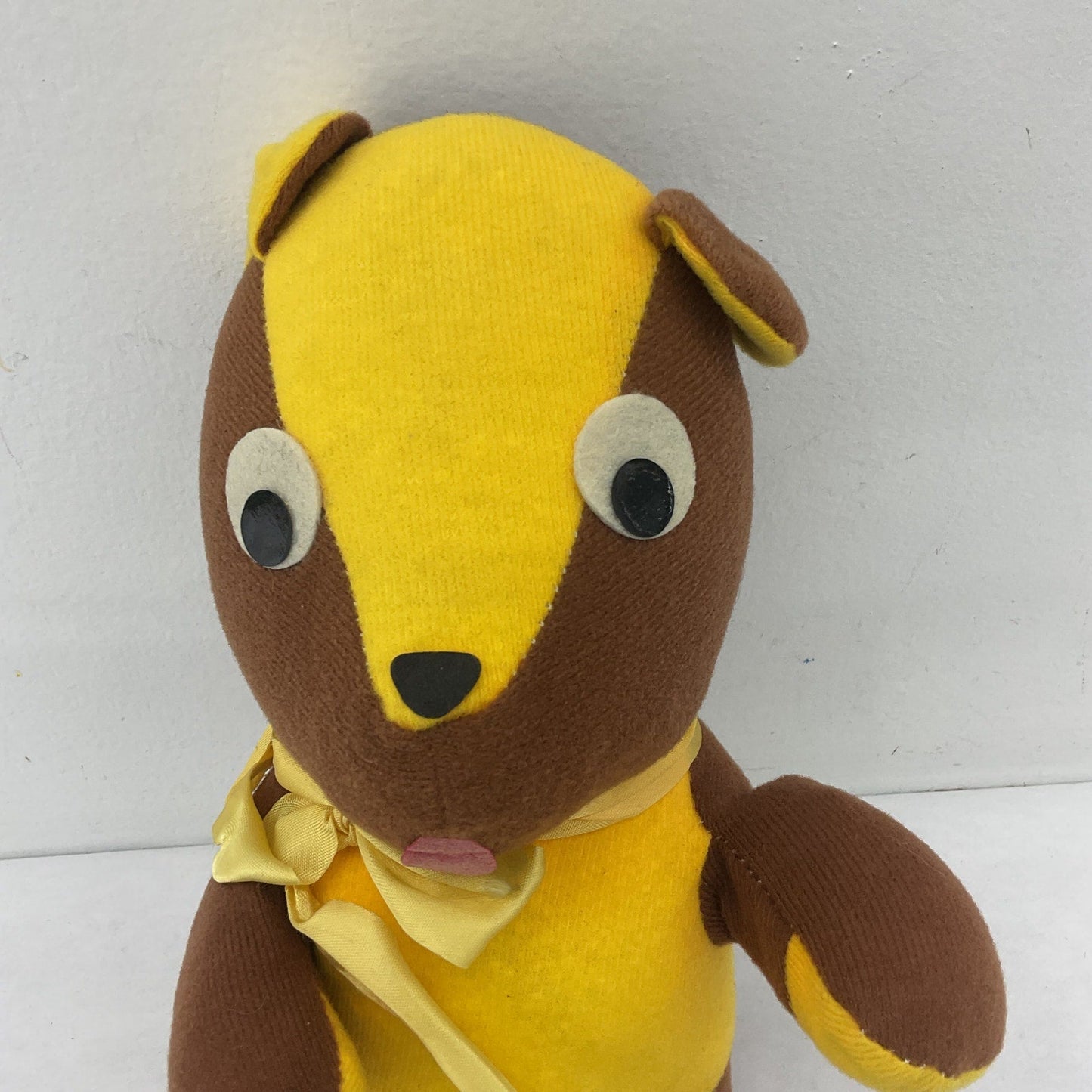 Vintage 1970s Novelty Prize Genie Toys Teddy Bear Stuffed Animal Brown/Yellow - Warehouse Toys