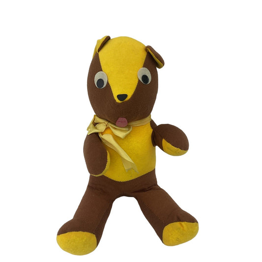 Vintage 1970s Novelty Prize Genie Toys Teddy Bear Stuffed Animal Brown/Yellow - Warehouse Toys