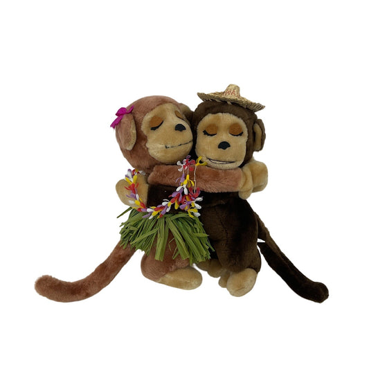 Vintage 1975 Dakin Hugging Hawaiian Tropical Monkey Apes Plush Dolls - Warehouse Toys