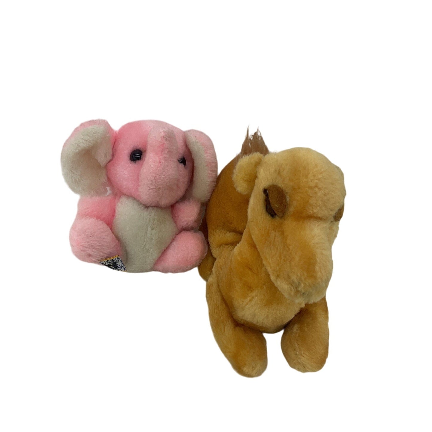 Vintage 1978 Brown Dakin Camel Bean Bag Plush & Small Pink Elephant Stuffed Toys - Warehouse Toys