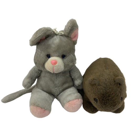 Vintage 1980s Gray Mouse Stuffed Animal & Sydney Australia Capybara Plush Toy - Warehouse Toys