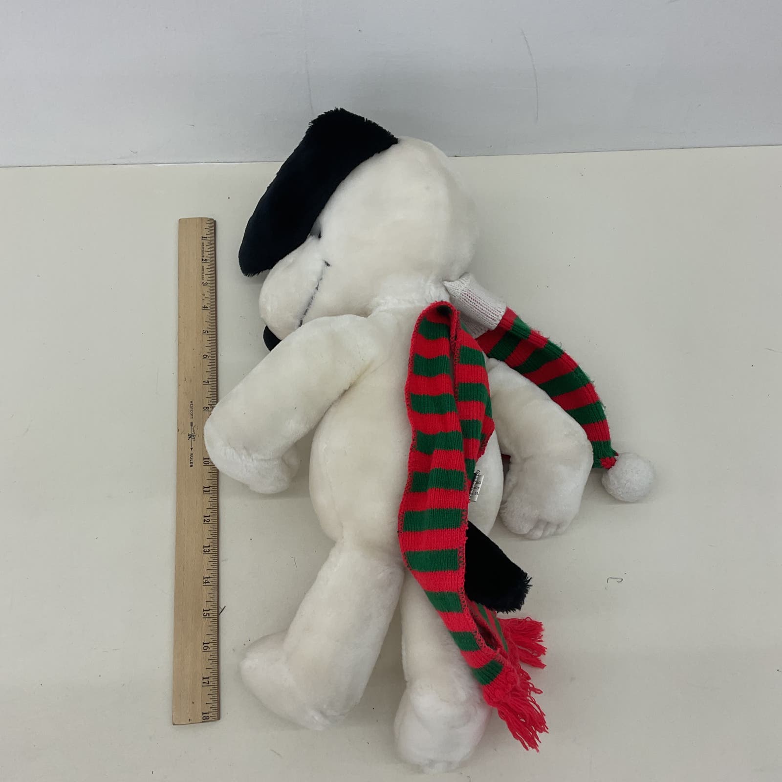 Vintage 1980s Macy's Xmas Peanuts Snoopy Plush Doll in Knit Cap - Warehouse Toys