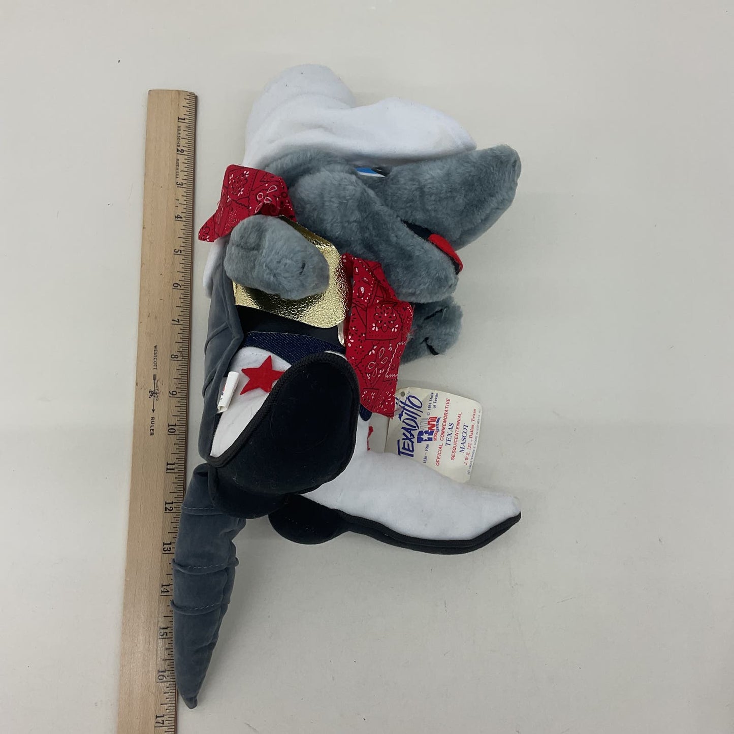 Vintage 1980s Texas Mascot Texadillo Gray Plush Stuffed Animal - Preowned - Warehouse Toys