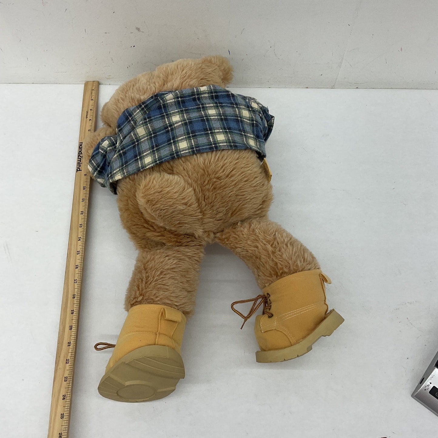 Vintage 1980s Xavier Roberts Furskins Country Home Teddy Bear Boy Plaid Shirt - Warehouse Toys