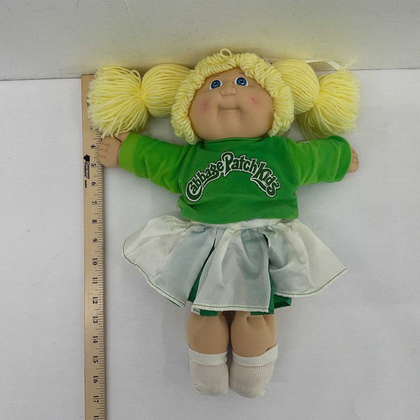 Vintage 1982 CPK Cabbage Patch Kids Blonde Cheerleader Baby Doll w/ Pom Pom Bag - Warehouse Toys