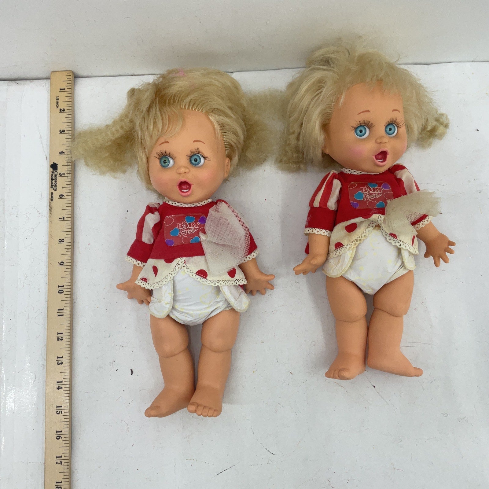 Vintage 1990 LGTI Baby Face Blonde Hair Baby Play Doll LOT of 2 Preowned Toys - Warehouse Toys