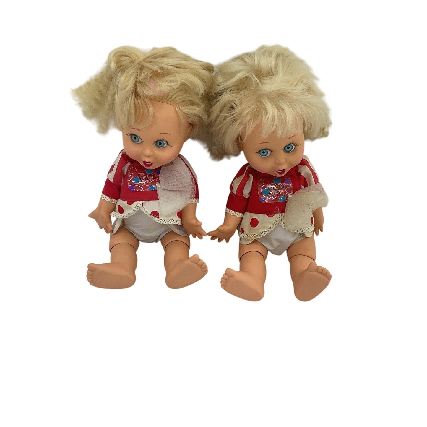 Vintage 1990 LGTI Baby Face Blonde Hair Baby Play Doll LOT of 2 Preowned Toys - Warehouse Toys