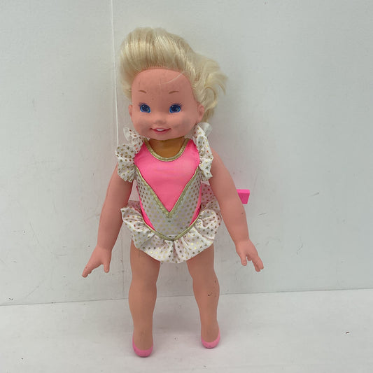 Vintage 1993 Mattel Pink Dress Blonde Hair Girl Play Baby Doll 90s Used - Warehouse Toys