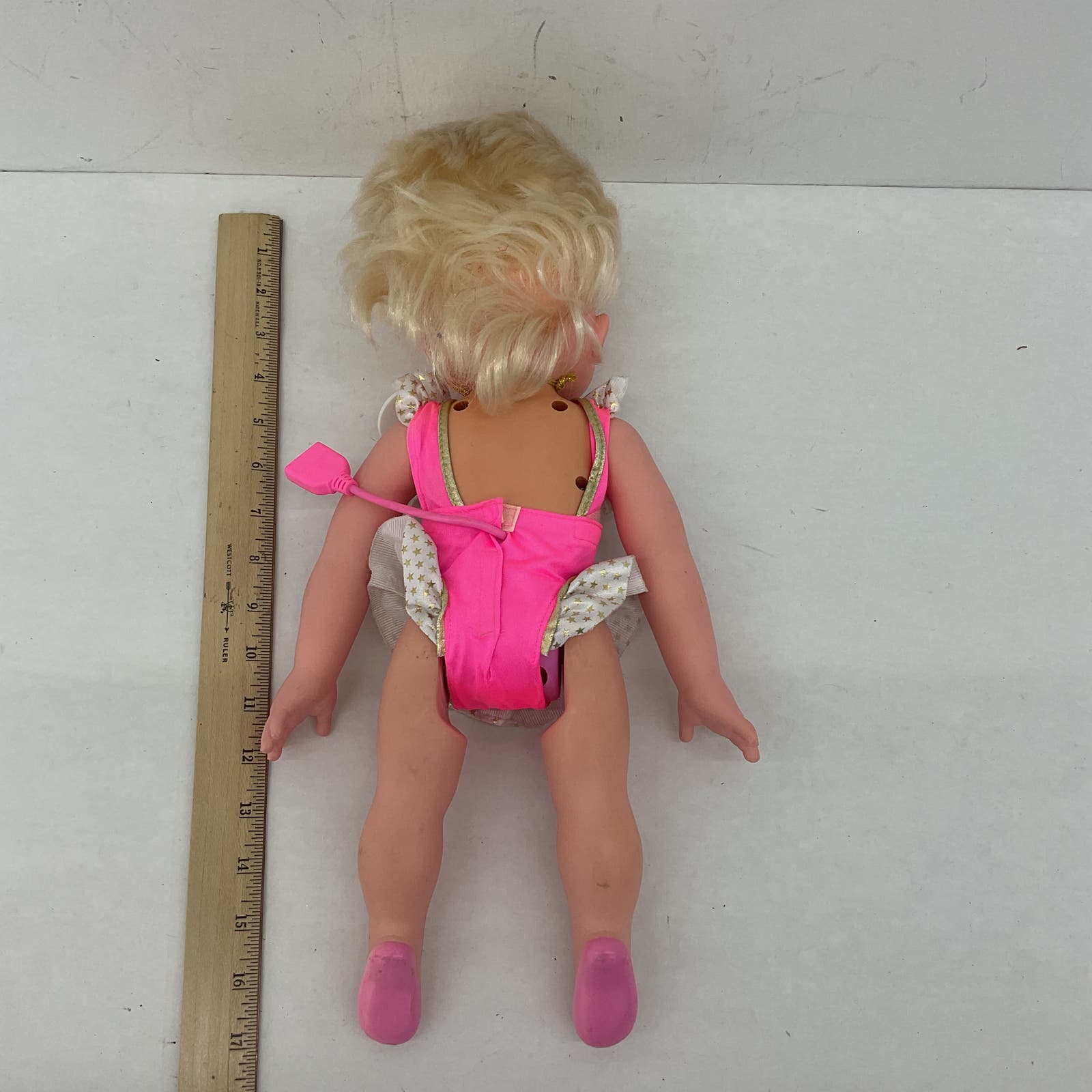 Vintage 1993 Mattel Pink Dress Blonde Hair Girl Play Baby Doll 90s Used - Warehouse Toys