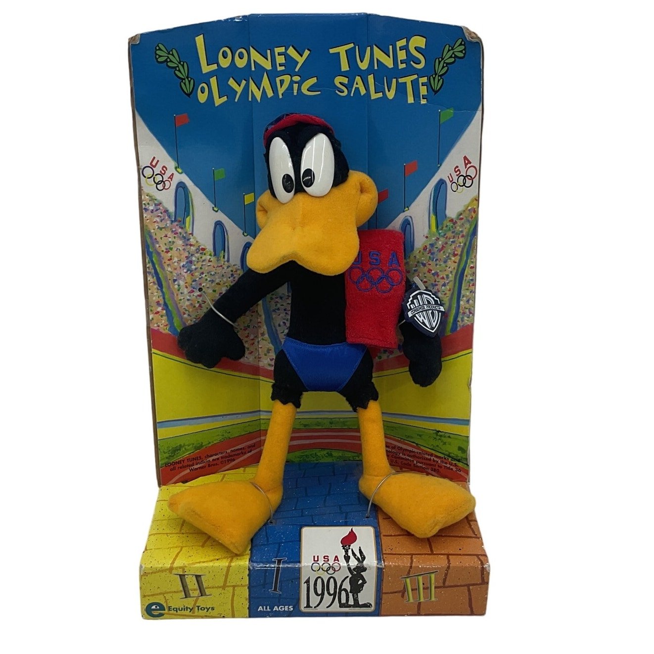 Vintage 1996 Atlanta Olympics Daffy Swimmer Looney Tunes Plush Equity Toys - Warehouse Toys