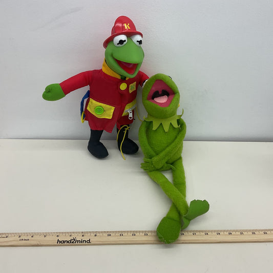 Vintage 2 The Muppets Jim Henson Kermit the Frog Plush Doll Fireman Fisher Price - Warehouse Toys