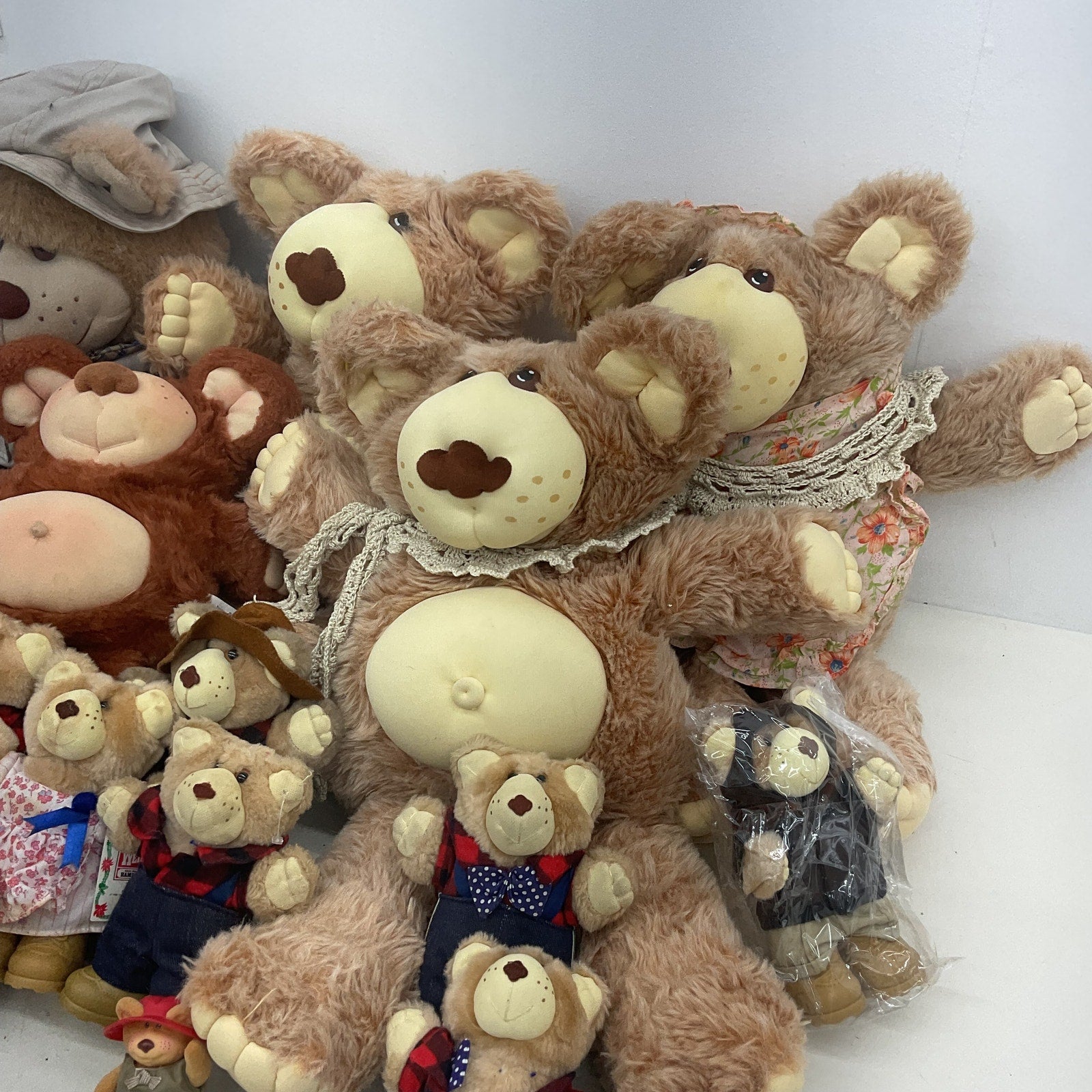 Vintage 80s 90s LOT Xavier Roberts Country Furskins Teddy Bears Plush Dolls LOT - Warehouse Toys