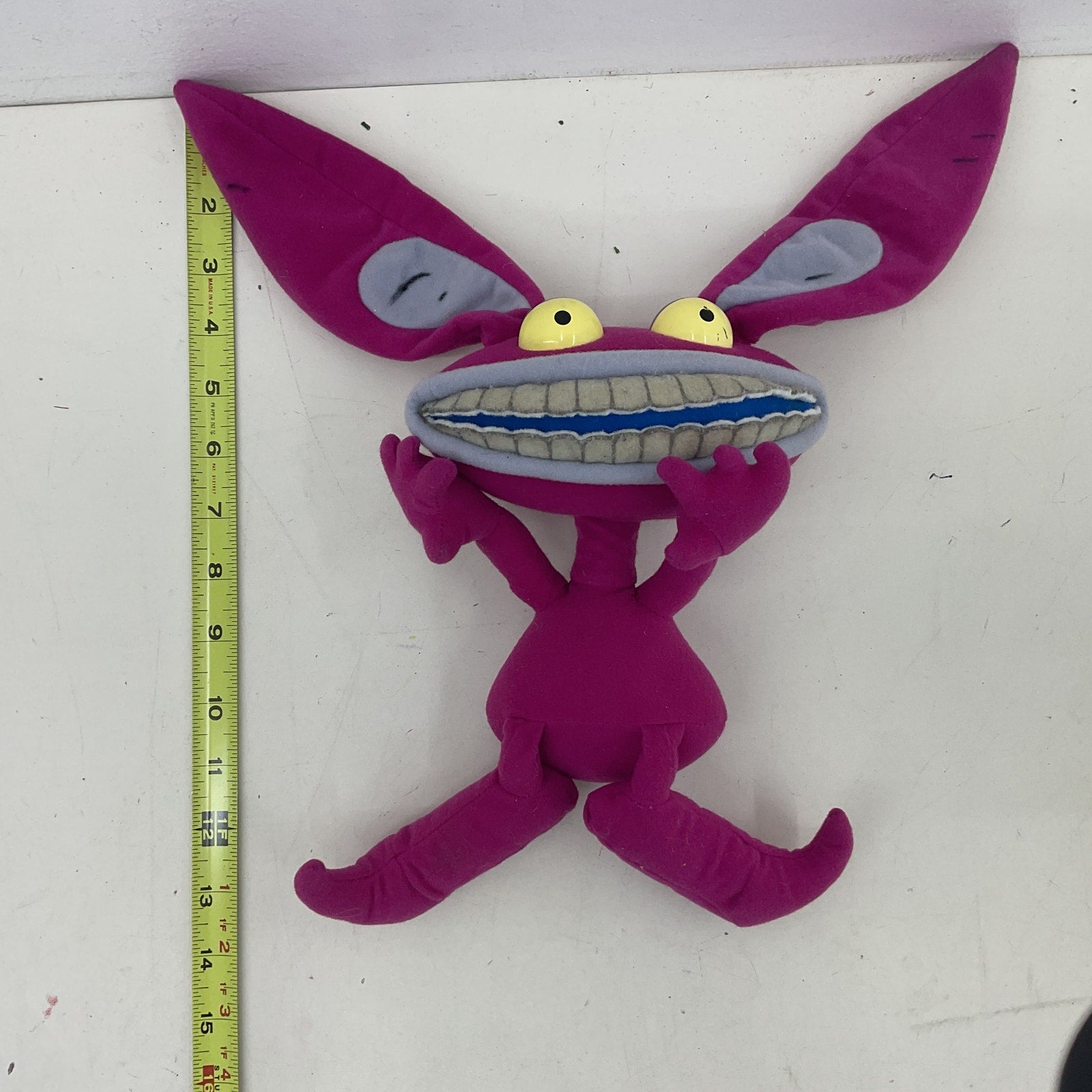 Vintage 90s AAAHH!!! Real Monsters Ickis 17" Plush Nickelodeon Viacom Pink Toy - Warehouse Toys