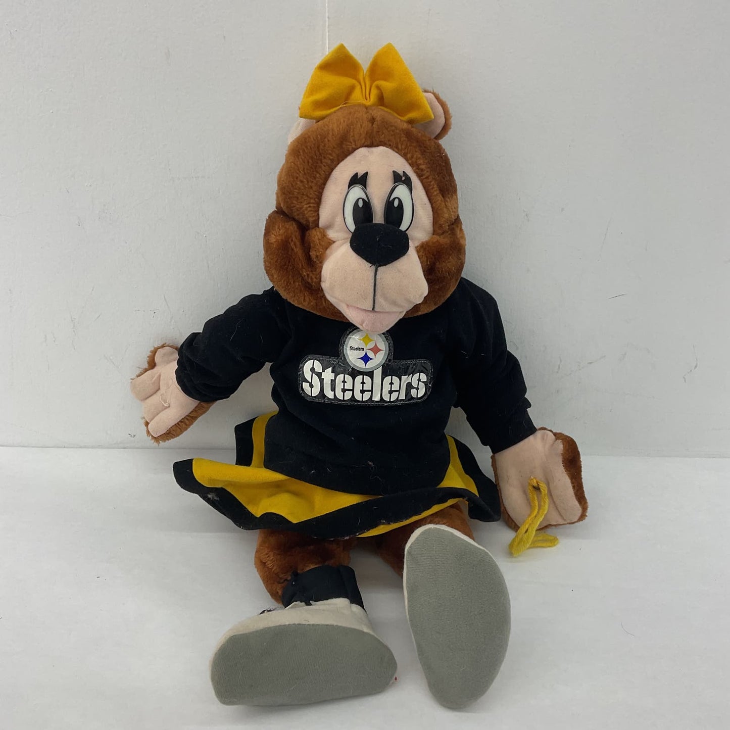 Vintage 90s Nanco Pittsburgh Steelers Cheerleader Bear Stuffed Animal Plush - Warehouse Toys