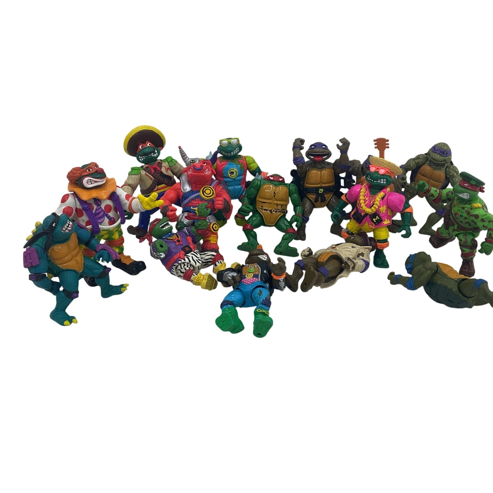 Vintage 90s TMNT Action Figure Collection Ninja Turtles LOT Clown Army Outfits - Warehouse Toys