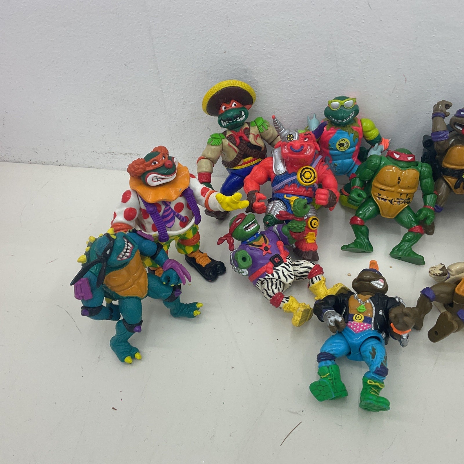 Vintage 90s TMNT Action Figure Collection Ninja Turtles LOT Clown Army Outfits - Warehouse Toys