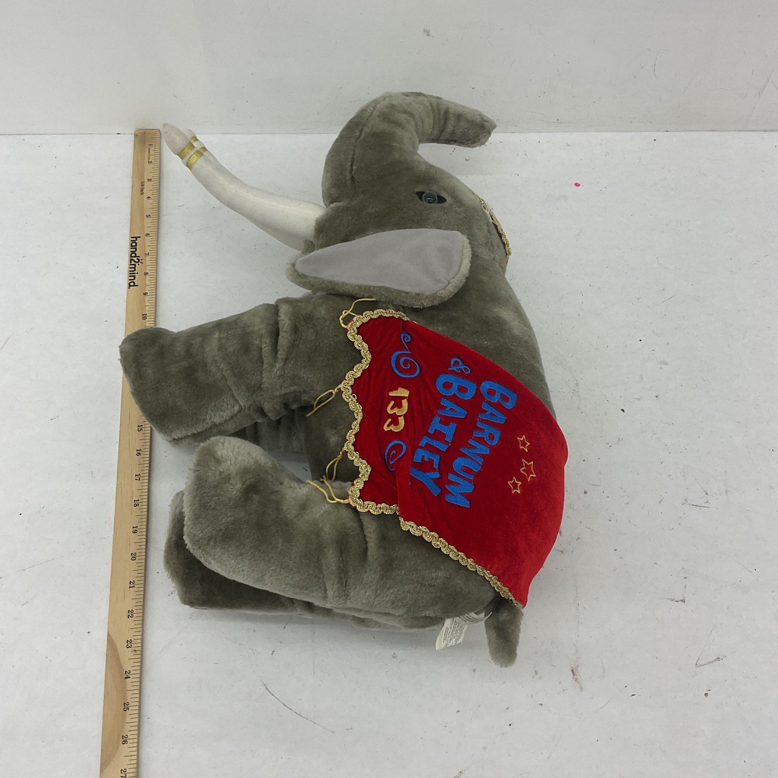 Vintage Barnum & Bailey Large Gray Circus Performing Elephant Plush Doll Stuffed - Warehouse Toys