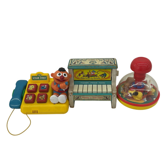 Vintage Battery Operated Toys Fisher Price Piano Sesame Street Phone Tyco Push - Warehouse Toys