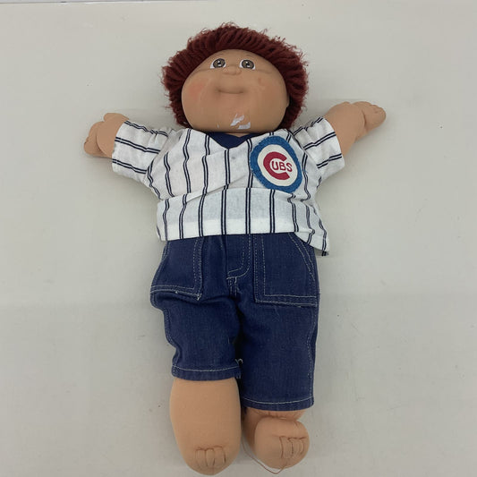 Vintage CPK Cabbage Patch Kids Chicago Cubs Jeans Brown Yarn Hair Boy Doll - Warehouse Toys