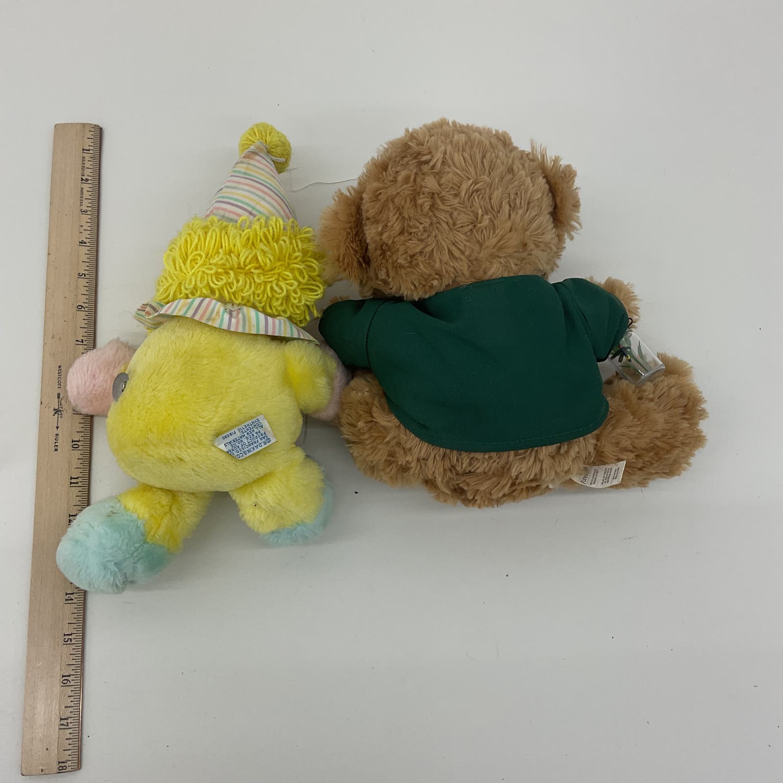 Vintage Dakin 1980s Yellow Clown Doll & Green Bay Packers Brown Teddy Bear Plush - Warehouse Toys