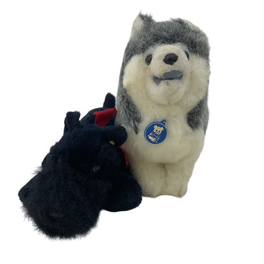 Vintage Dakin Siberian Husky Dog Plush & Black Scottish Terrier Pup Stuffed Toys - Warehouse Toys