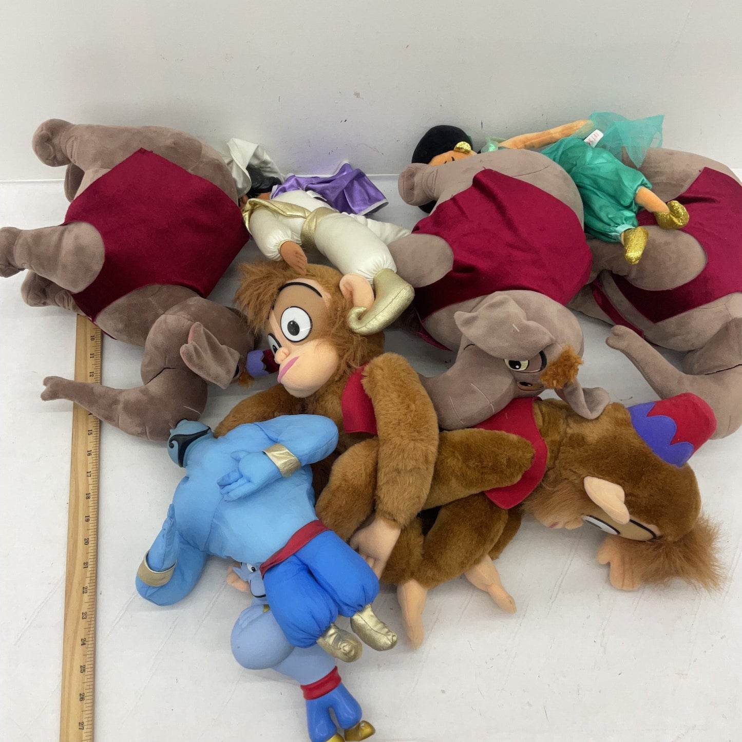 Vintage Disney Aladdin Character Plush Dolls LOT Apu Monkey Jasmine Genie - Warehouse Toys