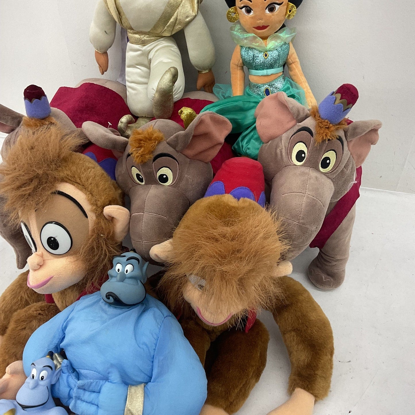 Vintage Disney Aladdin Character Plush Dolls LOT Apu Monkey Jasmine Genie - Warehouse Toys