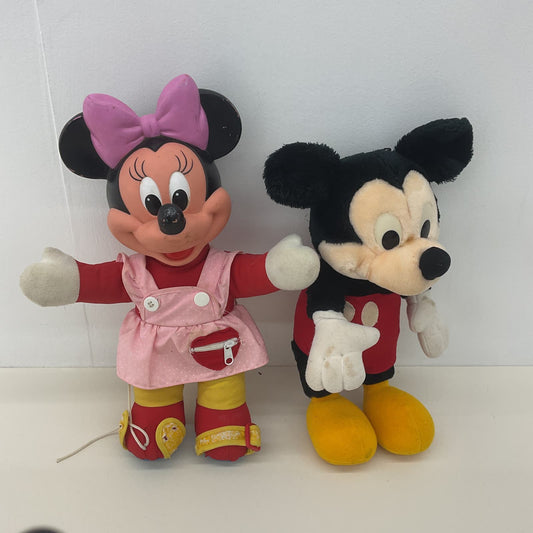 Vintage Disney LOT 2 Classic Character Plush Dolls Mickey Minnie Mouse Stuffed - Warehouse Toys