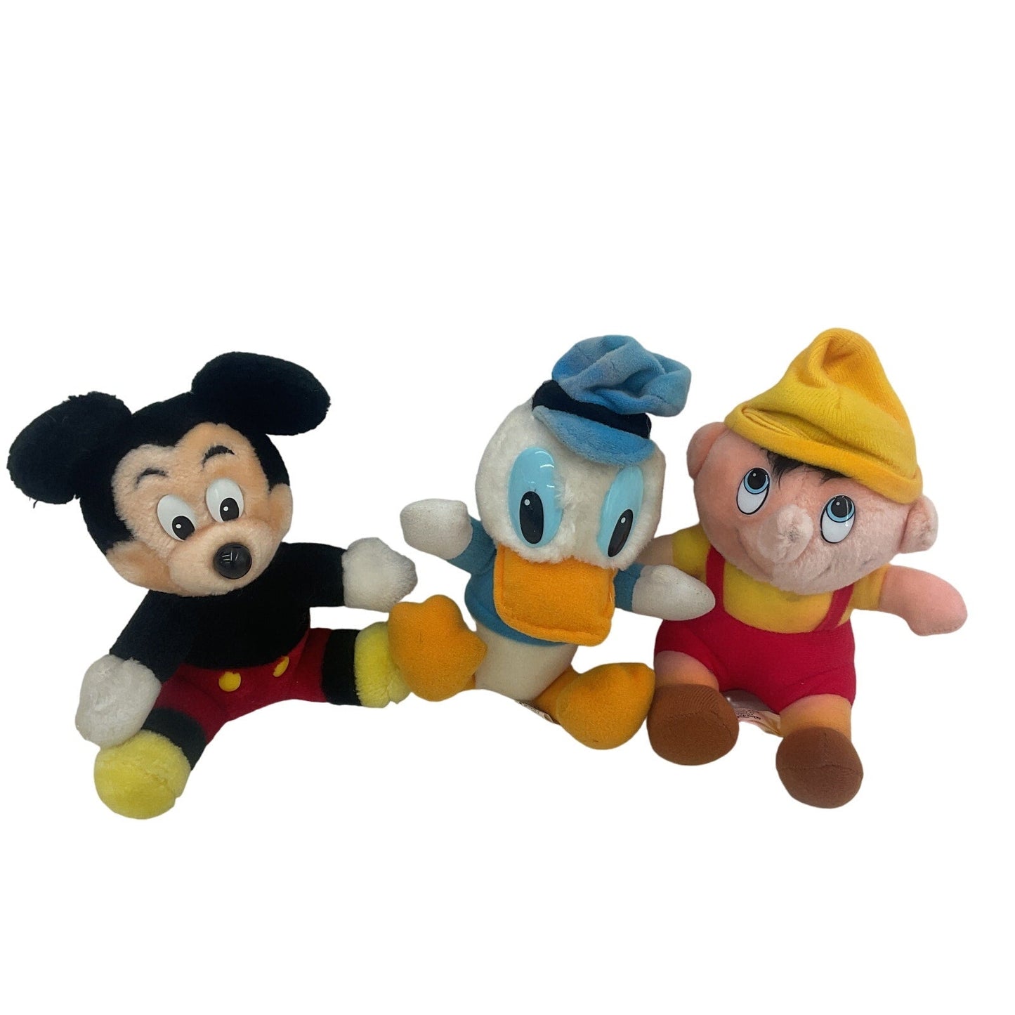 Vintage Disney LOT 3 Mini Plush Dolls Pinocchio Donald Duck Mickey Mouse Stuffed - Warehouse Toys