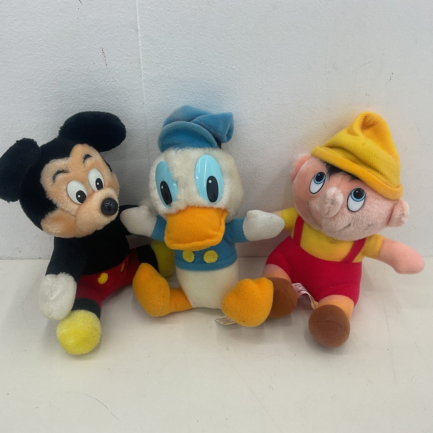 Vintage Disney LOT 3 Mini Plush Dolls Pinocchio Donald Duck Mickey Mouse Stuffed - Warehouse Toys