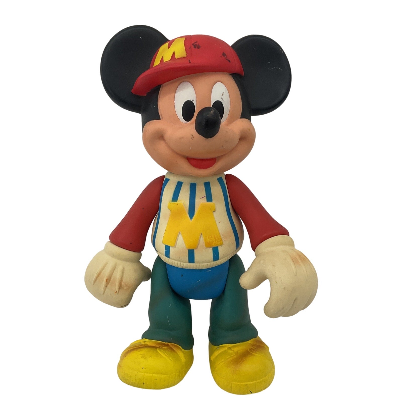 Vintage Disney Mickey Mouse Poseable Plastic Figure Figurine Baseball Cap Tee - Warehouse Toys