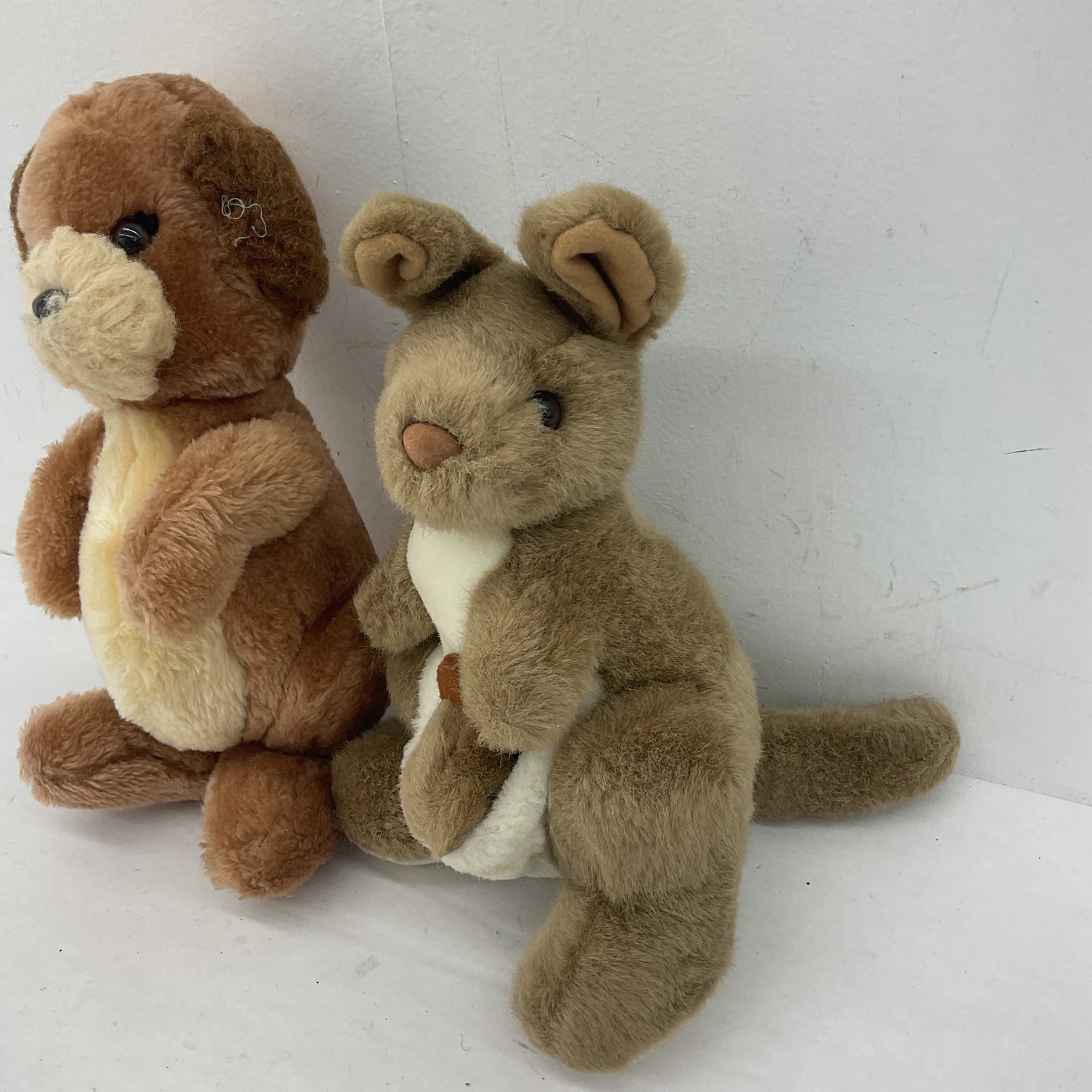 Vintage Dog & Kangaroo Windmill Toys Brown Plush Toy Lot - Warehouse Toys