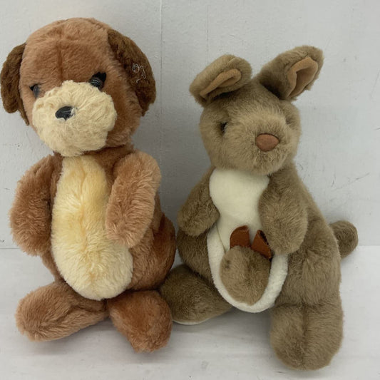 Vintage Dog & Kangaroo Windmill Toys Brown Plush Toy Lot - Warehouse Toys