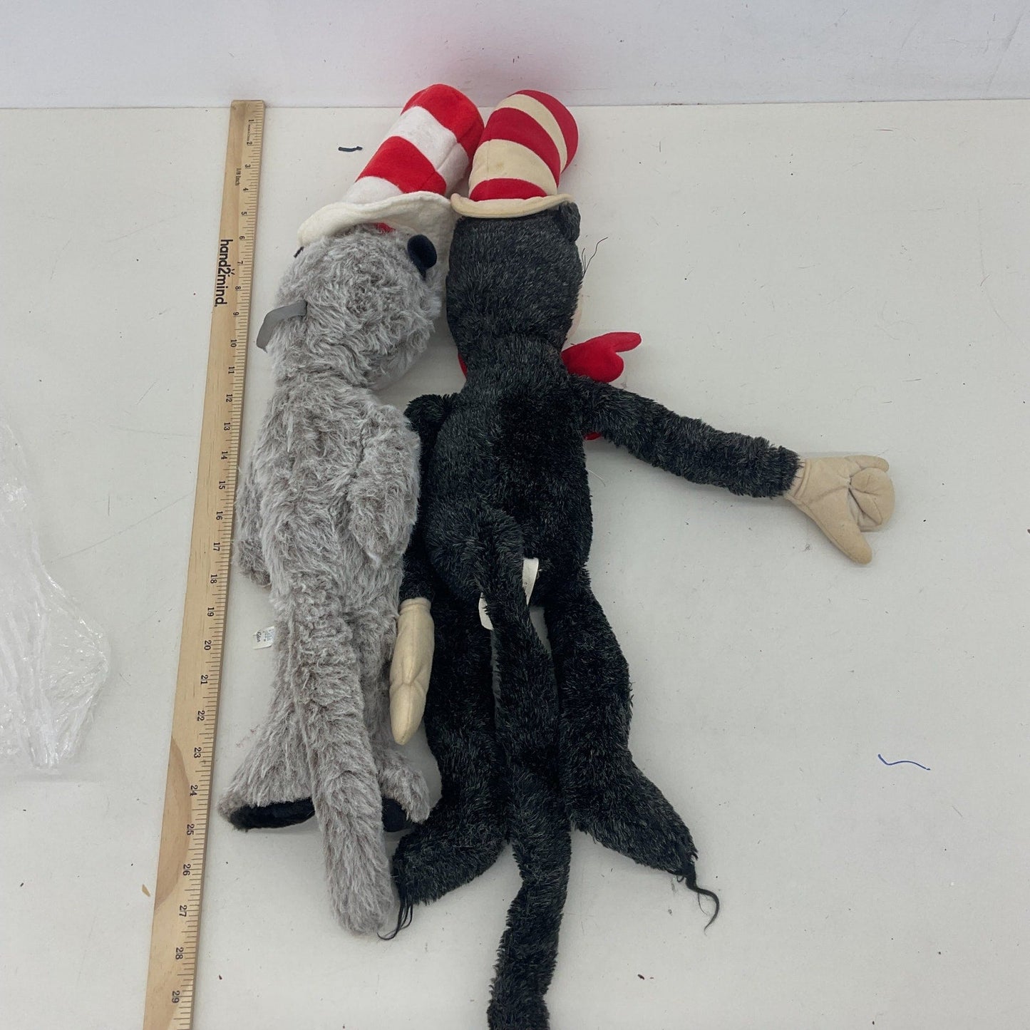 Vintage Dr. Seuss LOT 2 Cat in the Hat Plush Dolls Stuffed Animals Gray Black - Warehouse Toys