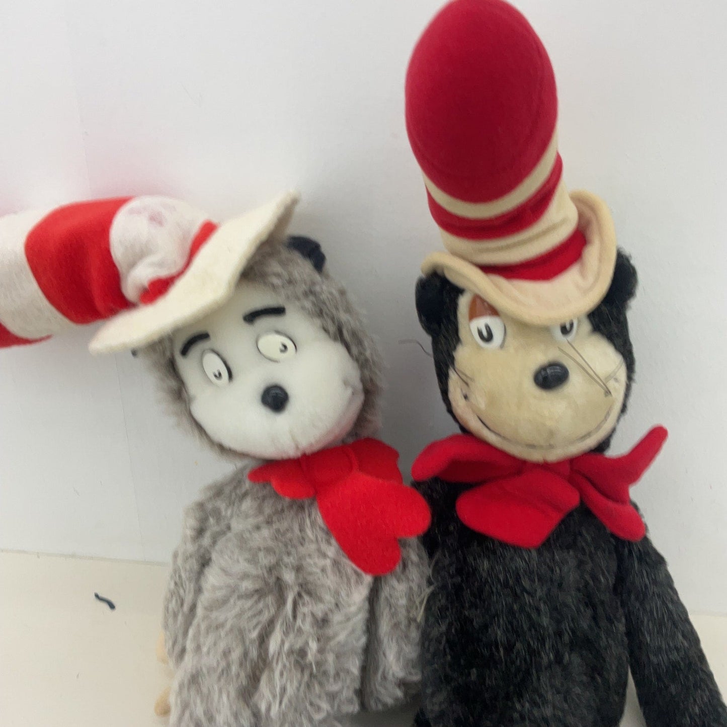 Vintage Dr. Seuss LOT 2 Cat in the Hat Plush Dolls Stuffed Animals Gray Black - Warehouse Toys