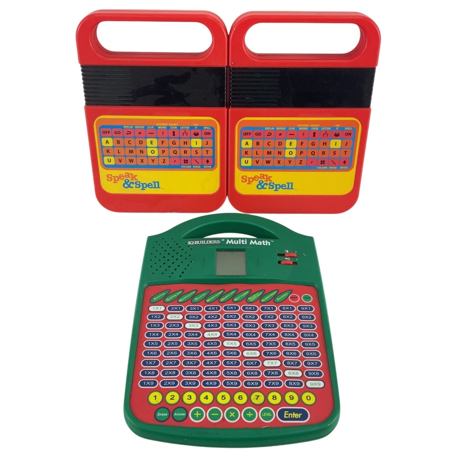 Vintage Electronic Educational Toys Speak & Spell IQ Builders Multi Math Set - Warehouse Toys