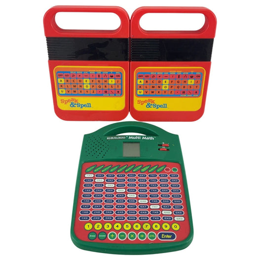 Vintage Electronic Educational Toys Speak & Spell IQ Builders Multi Math Set - Warehouse Toys