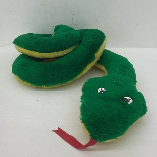 Vintage Green Yellow Plush Snake Toy Fair Prize 80s 90s - Warehouse Toys