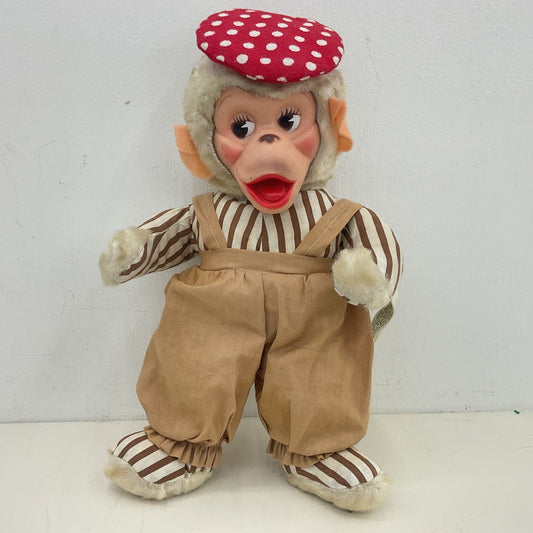 Vintage Gund Blonde Chimp Monkey Red Polka Dot Beret Toy Collectible Antique - Warehouse Toys