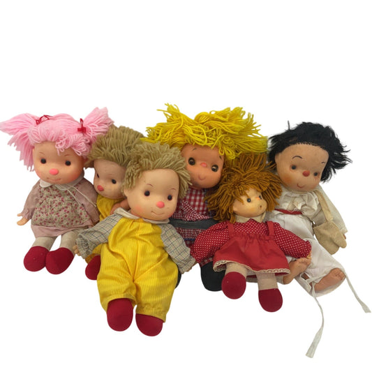 Vintage Handmade LOT Baby Dolls Soft Body Yarn Hair Rubber Headed Ice Cream Kids - Warehouse Toys